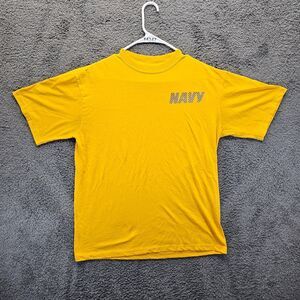 US Navy T-Shirt Mens Size Medium Yellow Short Sleeve Crewneck‎
